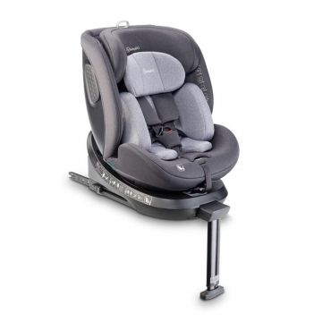 BabyGo - Scaun auto rotativ cu isofix, MOVE360 Grey, 40-150 cm, testat Suplimentar la impact lateral, frontal si din spate