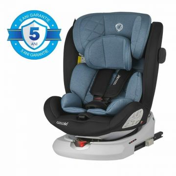 Scaun auto, Coccolle, Lyra, i-Size, 40-150 cm, 9-36 kg, Rotire 360, Cu sistem Isofix+Top Tether, Tetiera reglabila in 12 pozitii, Scaun reglabil in 4 pozitii, Celestial blue