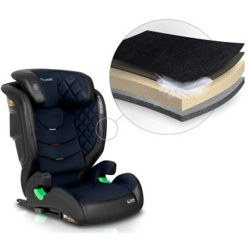 Scaun auto copii cu isofix Nukido I-SIZE 100-150 cm Louis NegruBleumarin,tetiera reglabila in 12 pozitii,husa detasabila,indicatori instalare centura,protectie la impact lateral si certificare ECE R129
