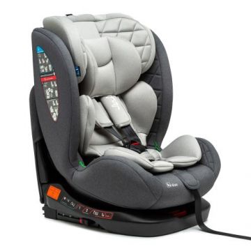 Scaun Auto pentru bebelusi si copii Juju Total 360 i-Size, 40-150 cm, 0-12 ani, ISOFIX cu Top Tether, rotativ 360 grade, pozitie de somn, spatar reglabil in 4 pozitii, tetiera reglabila, husa detasabila si lavabila, Gri
