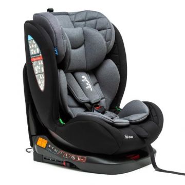 Scaun Auto pentru bebelusi si copii Juju Total 360 i-Size, 40-150 cm, 0-12 ani, ISOFIX cu Top Tether, rotativ 360 grade, pozitie de somn, spatar reglabil in 4 pozitii, tetiera reglabila, husa detasabila si lavabila, Negru