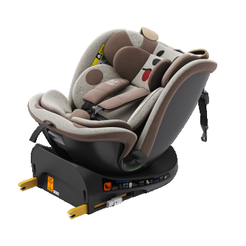 Scaun auto Buf Boof B-Joy Deluxe BrownDog iSize cu isofix, pozitie somn 155 grade, rotativ 360 grade, 40-150 cm