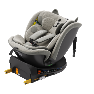 Scaun auto Buf Boof B-Joy Deluxe LightGreyCat iSize cu isofix, pozitie somn 155 grade, rotativ 360 grade, 40-150 cm
