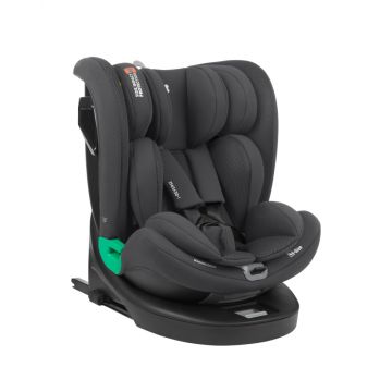 Scaun auto copii KikkaBoo i-Reverse i-SIZE Dark Grey 40-150 cm cu isofix,sezut rotativ,SPS,top tether,tetiera cu spuma memorie si inaltime reglabila,reductor