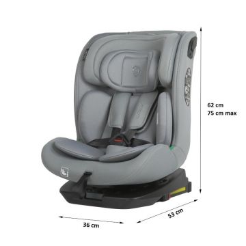 Scaun auto iSize 40-150 cm Coccolle Nobi Misty Grey cu Isofix, pozitie somn, Tetiera reglabila, Rotativ, Insert nou nascut