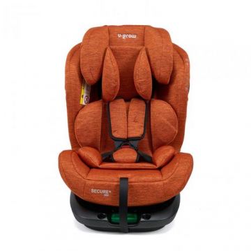 Scaun auto U-Grow Secure+, 40-150 cm, 360 grade, 4 pozitii de ajustare pe spate, 10 pozitii de ajustare a tetierei pe inaltime, Portocaliu