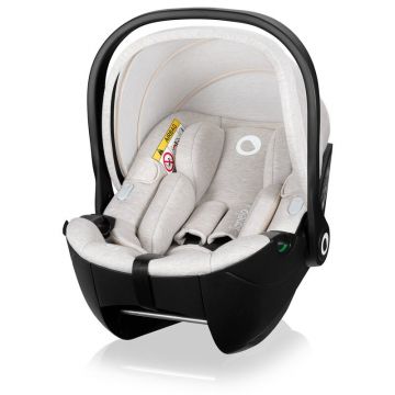 Scoica auto, Lionelo, Moxie, i-Size, 40-87 cm, Tetiera reglabila, intarita cu spuma de memorie, Carcasa ventilata, Din bambus, Protectie avansata, Conform cu R129, Bej