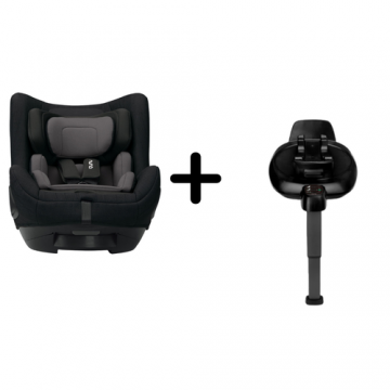 Set Scaun auto rotativ Nuna i-Size TODL next Caviar, 40-105 cm + Baza isofix BASE next i-Size pentru TODL next (Negru)