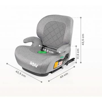 Inaltator auto copii Caretero Irbis I-Size Pink 125-150 cm, fixare cu isofix, centura de ghidaj, spatar reglabil si detasabil, husa lavabila, cotiere, Certificat R129