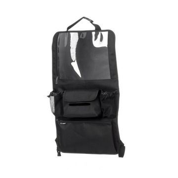Organizator auto, Jane, Cu suport pentru tableta, Cu multiple buzunare, 2 x 38 x 64 cm, Black
