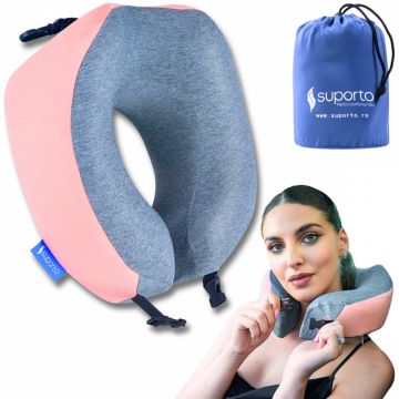 Perna de calatorie roz Suporto Travel Companion din spuma cu memorie