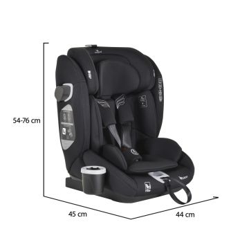 Scaun auto Cangaroo Falcon Pirate black 76-150 cm,certificat I-Size R129,protectie SPS,tetiera din spuma memorie reglabila 9 pozitii,salteluta reductor si suport pahar incluse