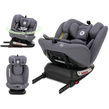 Scaun Auto Copii Capella i-Size Isofix Rotativ 360 Grade 0 Luni - 12 Ani 40-150CM Maxim 36CM Gri