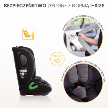 Scaun auto copii Caretero Vivo Graphite i-Size 76-150 cm,certificat R12903,tetiera reglabila,husa detasabila,centuri cu pernute moi,pernuta reductor inclusa