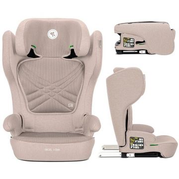 Scaun Auto Copii Rigel i-Size Isofix Pliabil pentru Depozitare Usoara Tetiera Reglabila 3-12 Ani 100-150CM Bej