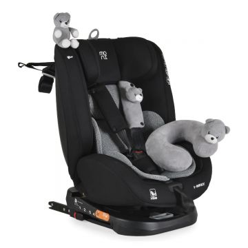 Scaun auto cu 2 jucarii si perna gat Moni i-Size i-Maxx 360 ISOFIX (40-150 cm) Gray