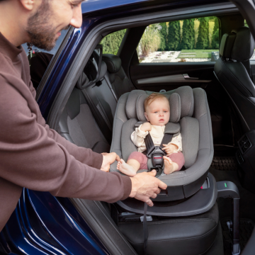 Scaun auto Kinderkraft I-Guard Airflow Beige 40-105 cm, cu rotatie 360, indicatori de instalare, sistem isofix si picior de sprijin