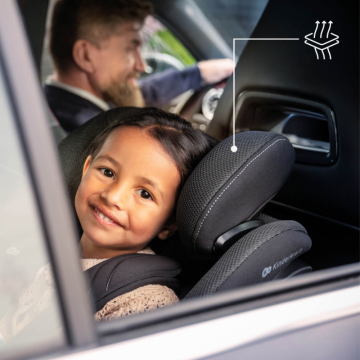 Scaun auto Kinderkraft I-Guard Airflow Pro Black 61-105 cm, rotatie 360, spatar reglabil, sistem isofix si picior de sprijin