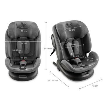 Scaun auto Kinderkraft XPedition 3 Grey i-Size 40-150 cm, Isofix, Top-Tether, Sistem Easy Spin 360, Protectie SPS, Spatar reglabil, Insertie ergonomica