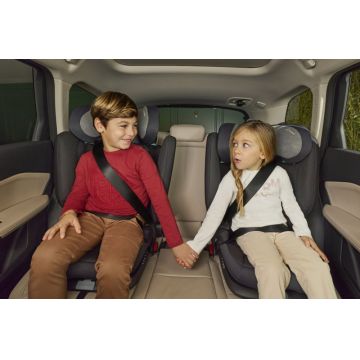 Scaun auto pentru copii Chicco FoldGo PoshBlack I-Size cu Isofix, 100-150 cm, 3-12 ani, pliabil, tetiera reglabila