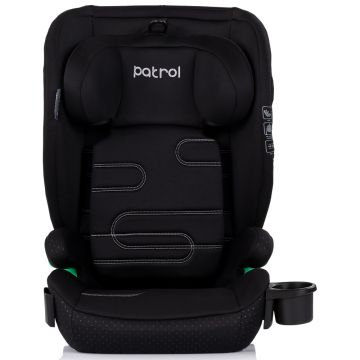Scaun auto pentru copii Chipolino Patrol Noir I-Size 100-150 cm cu sistem Isofix, husa detasabila si suport pentru pahar