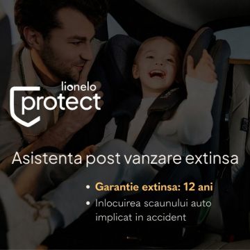 Scaun auto pliabil Lionelo Orin Negru Carbon i-Size 100-150 cm, tetiera reglabila in 14 pozitii, spatar in 4 pozitii, isofix+Top Tether, sezut ergonomic, husa transport, suport sticla