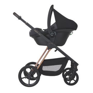 Scoica auto pentru bebelusi Espiro Pi Negru 0-13 kg, sistem de prindere cu centura masinii, grupa 0+, 40-87 cm