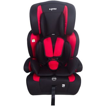U-GROW Scaun auto pentru copii U-Grow UG-301-RD, tip inaltator fara isofix, 76-150 cm, R129, rosu/negru