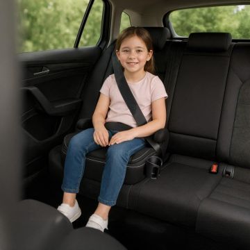 Inaltator auto copii I-Size cu isofix Tulano Avignon Cabby 30 Black 125-150 cm,suport pahar inclus,husa din material ultra soft,omologat R129