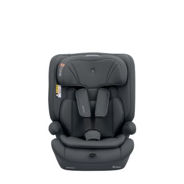 Scaun auto copii Kikkaboo i-Flow i-SIZE Grey 76-150 cm,spatar reglabil in 2 pozitii,tetiera reglabila 12 pozitii,salteluta reductor inclusa,centuri de siguranta cu protectii moi,certificat R129
