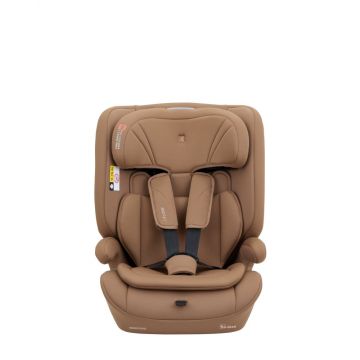 Scaun auto copii Kikkaboo i-Flow i-SIZE Mocha 76-150 cm,spatar reglabil in 2 pozitii,tetiera reglabila 12 pozitii,salteluta reductor inclusa,centuri de siguranta cu protectii moi,certificat R129
