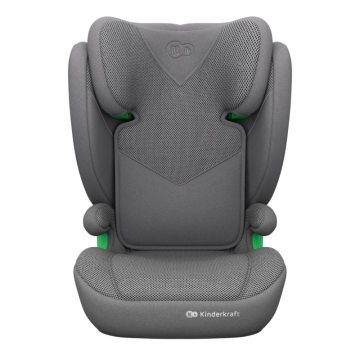 Scaun auto KinderKraft Junior Fix 2 Plus Grey 100x150 cm, cu isofix, protectie SPS, tetiera reglabila, husa Air Flow