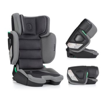 Scaun auto, Petite&Mars, Flex Pro i-Size, Orientare in directia sensului de mers, Tetiera reglabila in 8 pozitii, cu Isofix, Pliabil, R129, 100-150 cm, 3-12 ani, Gri