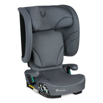 Scaun auto pliabil, Lionelo, Orin, i-Size, 100-150 cm, Tetiera reglabila in 14 pozitii, Spatar in 4 pozitii, Isofix+Top Tether, Sezut ergonomic, Husa transport, Suport sticla, Gri Grafit