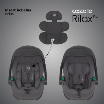 Scoica auto iSize Coccolle Rilax Greystone cu tetiera ajustabila