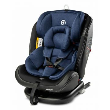 Caretero - Scaun auto cu sistem Isofix, Spatar reglabil, Centura de siguranta in 5 puncte, Rotire 360 grade Mundo, 0-36 kg, Conform standardelor europene de securitate ECE R44/04, Albastru