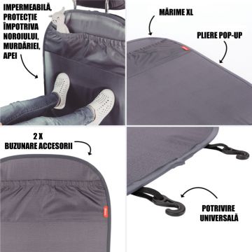 Husa protectie cu organiser spatar scaun Diono Stuff N Scuff XL Gray