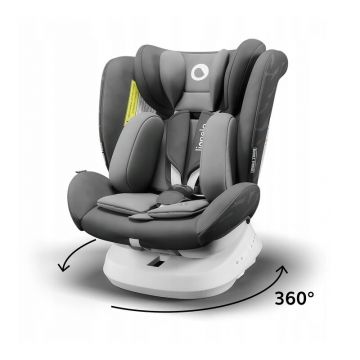 Lionelo - Scaun auto Bastiaan One Pozitie de somn, Protectie laterala, Rotire 360 grade, Top Tether, 0-36 Kg, cu Isofix, Conform cu standardul european de securitate ECE R44/04, Gri