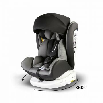 Lionelo - Scaun auto Bastiaan Pozitie de somn, Rotire 360 grade, 0-36 Kg, Cu Isofix si Centura Top Tether, Conform cu standardul european de securitate ECE R44/04, Gri