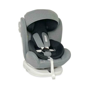 Lorelli - Scaun auto Lusso SPS, Spatar reglabil, Protectie laterala, Rotire 360 grade, 0-36 Kg, cu Isofix, Gri