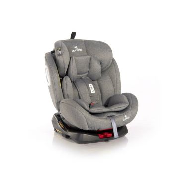 Lorelli - Scaun auto Lyra Spatar reglabil, Pozitie de somn, Rotire 360 grade, 0-36 Kg, cu Isofix, Gri