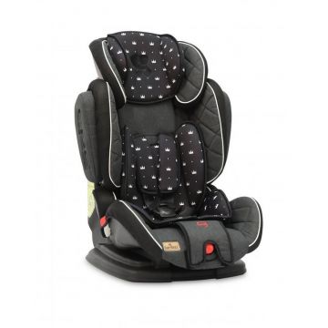 Lorelli - Scaun auto Magic Crowns Spatar reglabil, Pozitie de somn, Protectie laterala, 9-36 Kg, Negru