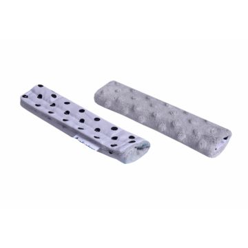 Set 2 protectii pentru centura de siguranta Minky Dots Grey