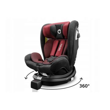 Lionelo - Scaun auto Braam Burgundy Pozitie de somn, Protectie laterala, Rotire 360 grade, 0-36 Kg, cu Isofix, Conform cu standardul european de securitate ECE R44/04, Rosu