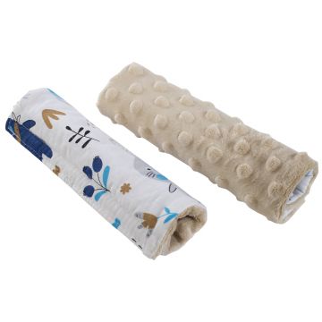 Set 2 protectii pentru centura de siguranta Minky Animals blue grey
