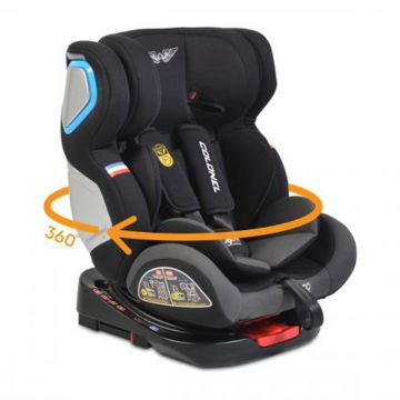 Scaun auto cu isofix si rotatie 360 grade, 0-36 kg Moni Colonel Gri Inchis