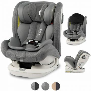 Scaun auto Bastiaan RWF Pozitie somn, Protectie laterala, Rotire 360 grade, 0-36 Kg, Cu Isofix si Centura  Gri