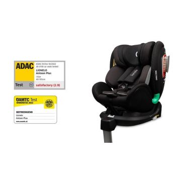 Scaun auto I-size Antoon Plus, Pozitie somn, Protectie laterala, Rotire 360 grade, 0-18 kg, Cu Isofix, Negru