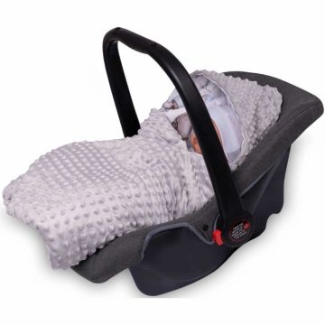 Paturica de infasat Infantilo pentru scaun auto Minky animale albastru gri