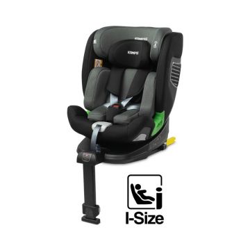 Scaun auto, Caretero, Kamptos, 40-150 cm, 0-36 kg, Cu sistem Isofix+picior stabilizator, Rotire 360 grade, Centura de siguranta in 5 puncte, Conform cu i-Size ECE R129/02, Gri